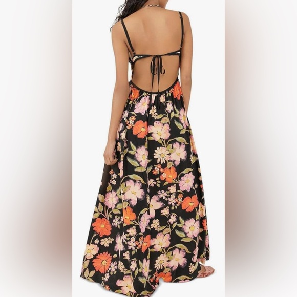 Free People Wisteria Black and Pink Floral Maxi Dress - Picture 1 of 4